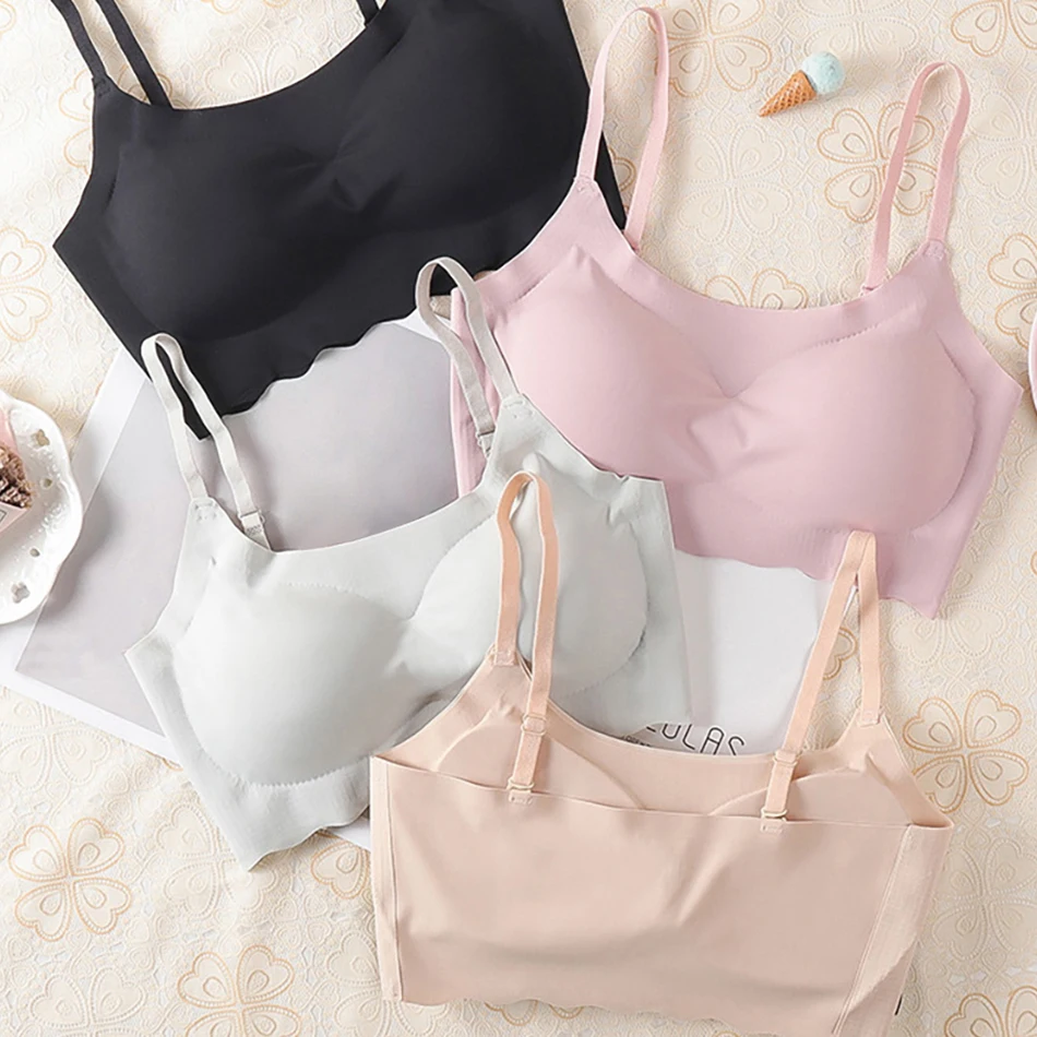 مريحة للتنفس سلس بلون الحرير الجليد النساء الرسن الصدرية النساء النوم والأنشطة الخفيفة لا أثر حمالات الصدر