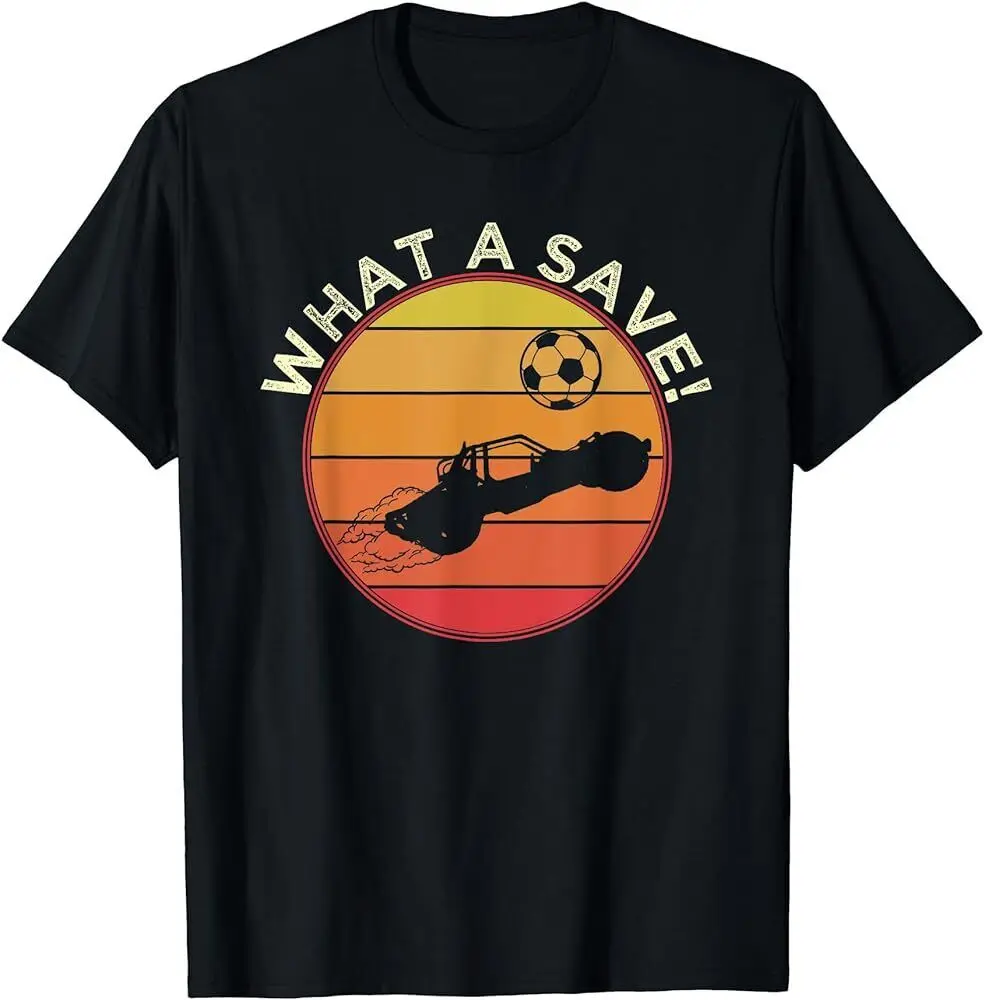 What A Save Vintage Retro Rocket Soccer Car League T-Shirt Maniche Lunghe O Corte