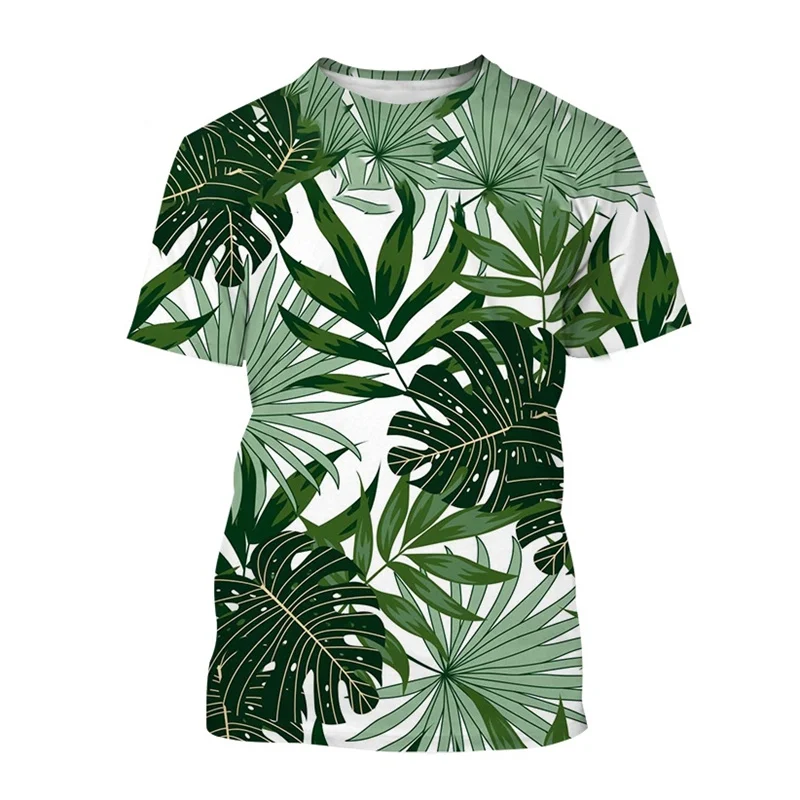 

Футболка Monstera для мужчин и женщин, популярные уличные рубашки с 3D принтом растений, модные топы с коротким рукавом в стиле Харадзюку, летняя одежда