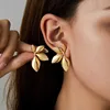 Stainless Steel Leaf Shaped Floral Stud Earrings for Women Girls Trendy Fashion Jewelry High Quality Dainty Elegant Gift Ideas