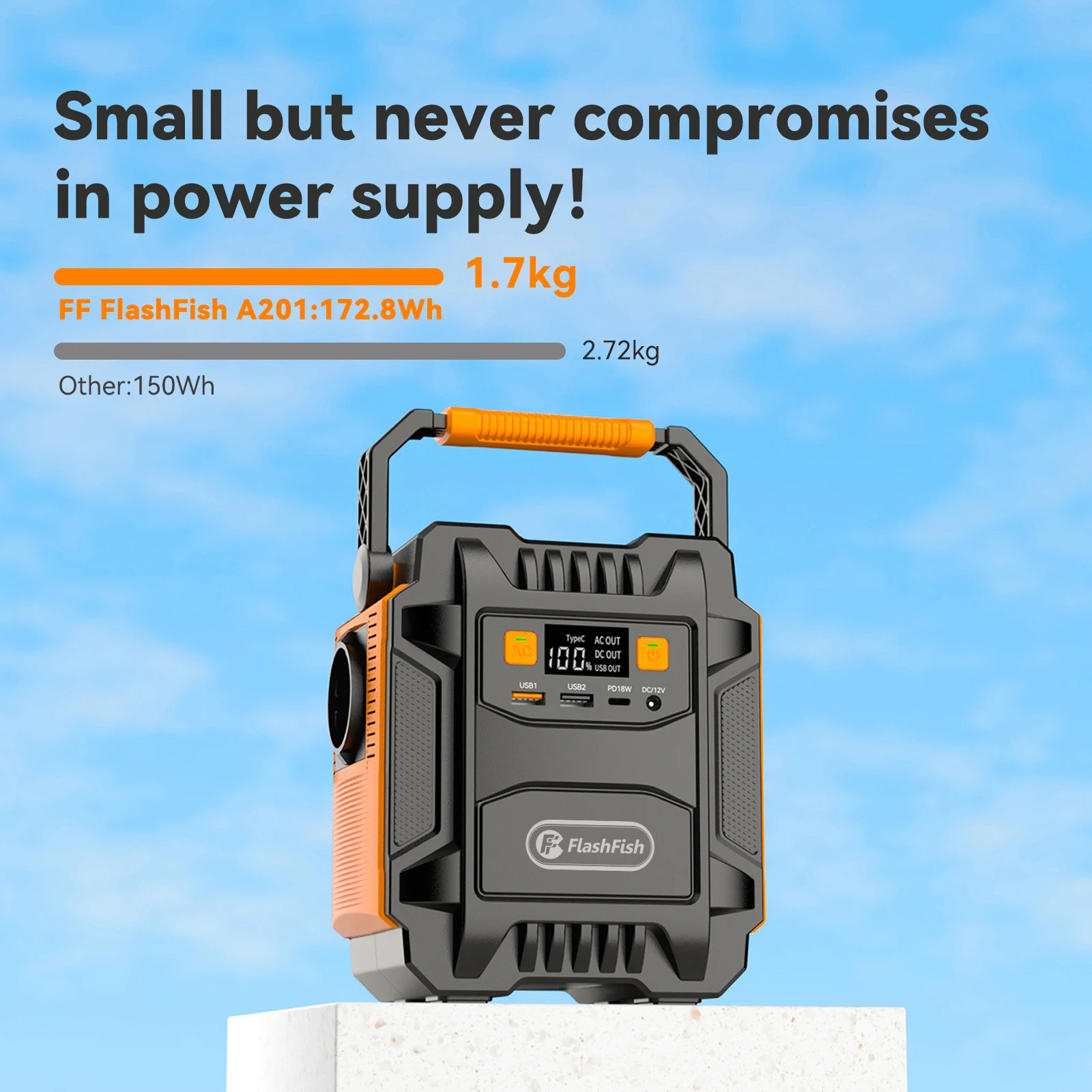 FF Flashfish ポータブル電源 200W ソーラー発電機 172.8Wh バッテリー