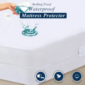Zippere-Protège-matelas imperméable, drap de lit d'hôtel, couvre-matelas 1