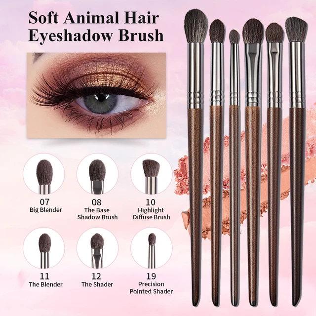 OVW 2/6 pz Set di pennelli per trucco ombretto Setole di capra naturali  Strumento pennelli trucco cosmetico Evidenzia il set per sfumare i pennelli  - AliExpress