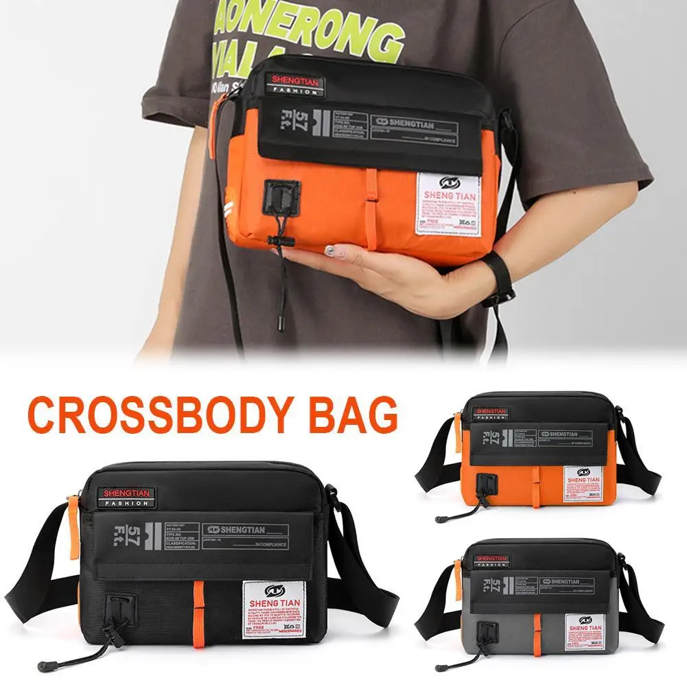 Original Messenger Bag Modern Style Shoulder Bag Cool Canvas Crossbody Bags for Men Boy Students Black Orange