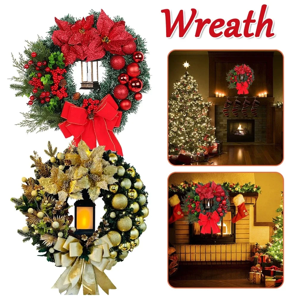 

Рождественский венок, искусственный венок, праздничный тематический венок, искусственный венок со светодиодной подсветкой, украшение на новый год, Рождественское украшение