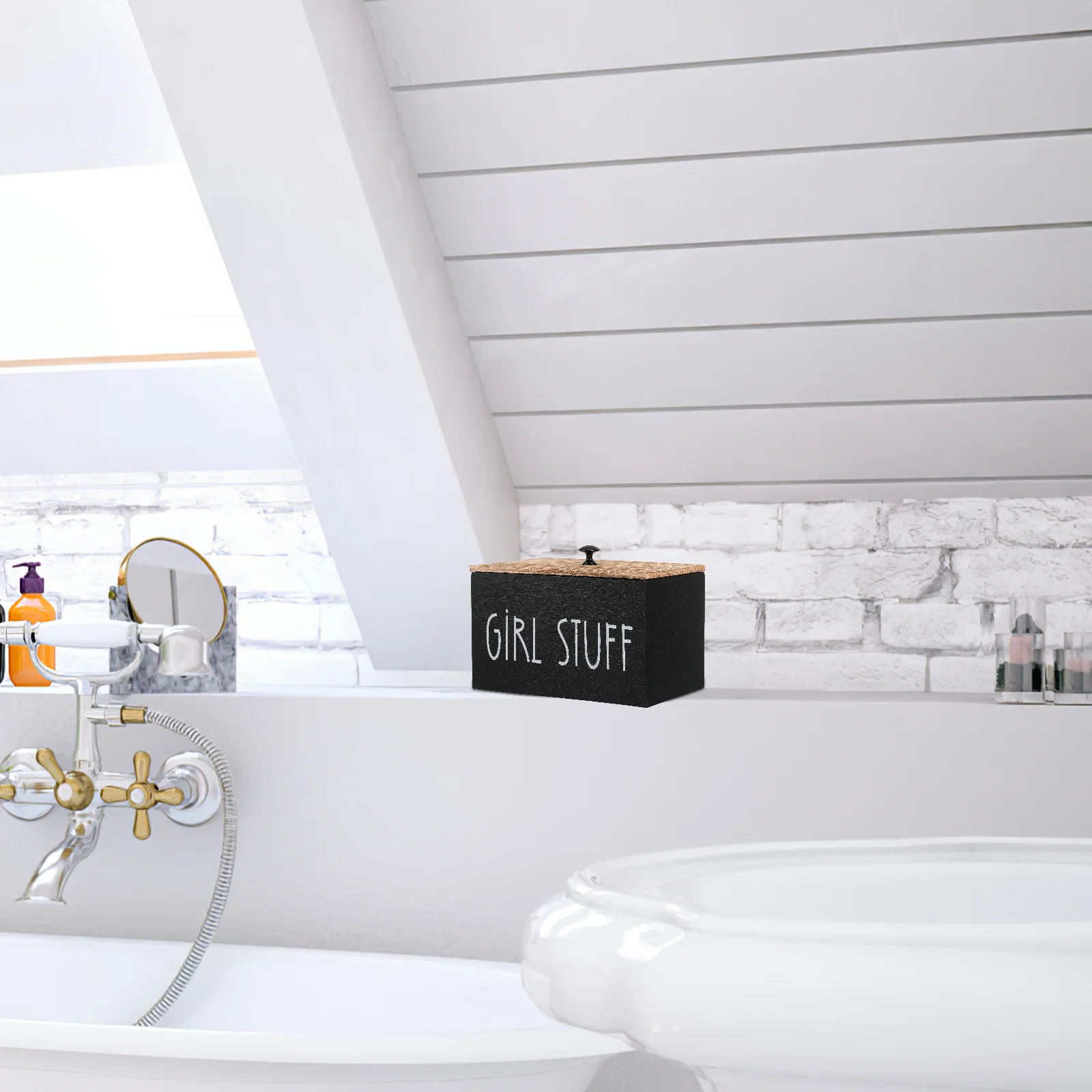 Sanitary Napkin Storage Box Tampon Holder Cotton Swab Container Pad Wooden Box Bathroom Laundry Feminine Product 2