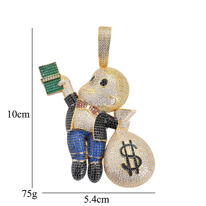 AAA グッズ Hip Hop AAA Cubic Zirconia Paved Bling Iced Out Big Angel