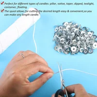 100pc metal candle wick sustainers tabs , Silver Waxed Carry wick holder for Wax Fixed Base Holder Stand candle making tool 5