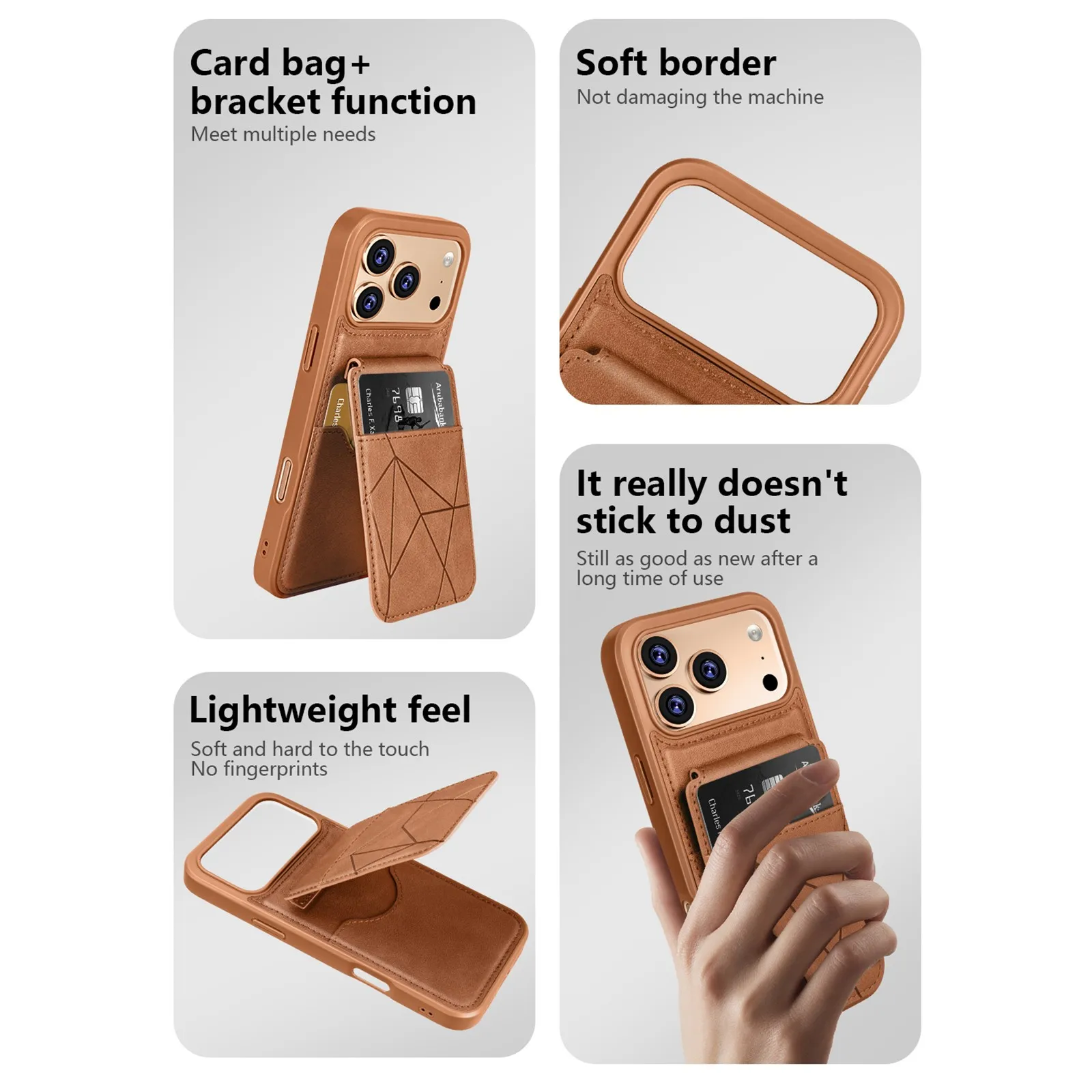 Luxury Leather Flip Wallet Phone Case with Card Holder and Durable Hard Cover