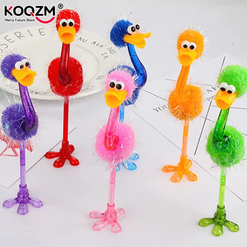 

1pc Kawaii Cartoon Ostrich Shape Ballpoint Pen Blue Ink Creative Feather Pens For Student Office Writing Stationery Supplies