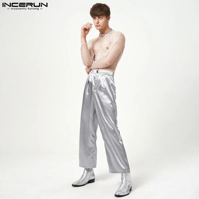 

Stylish Hot Sale Pantalons INCERUN Men's Casual Streetwear Solid Trousers Fashion Well Fitting High Waist Long Pants S-5XL 2023