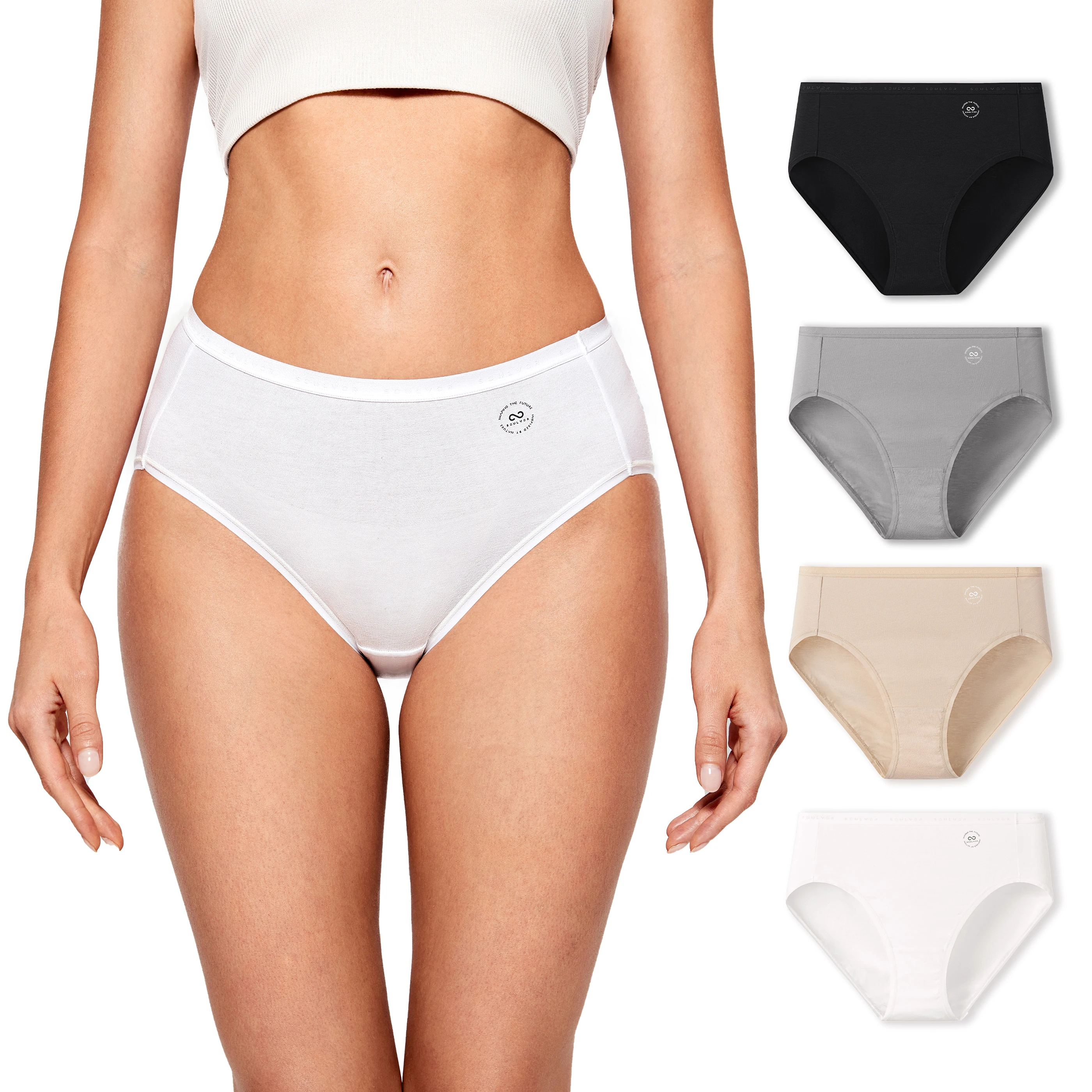 4PackWomensUnderwearCottonPantiesTummyControlNakedFeeling