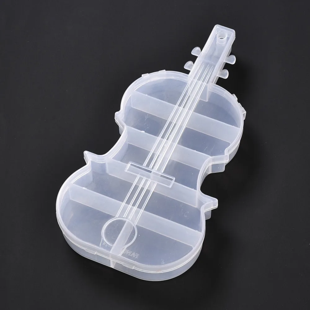 1PC Clear Plastic Bead Containers New Design Guitar Shape Jewelry Parts Storage Crafts Accessories Display Packaging Box