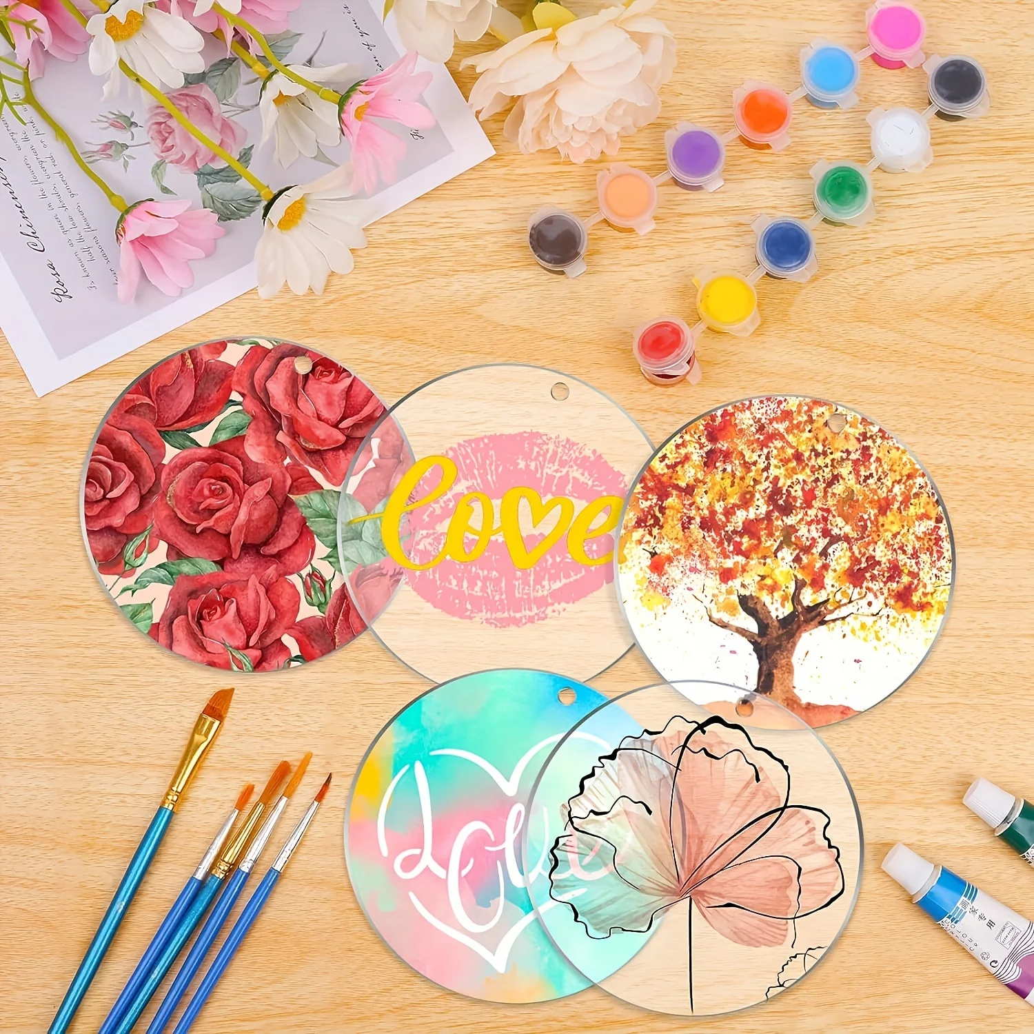20pcs Clear Round Acrylic Christmas Ornament 3inches DIY Blank Round Acrylic Ornament Transparent Circle Discs For Christmas 4