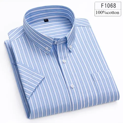New in Shirt High Quality 100% Cotton Summer Short Sleeve Shirts for Men Slim Fit Casual Shirt Thin Plaid Tops Soft Office Cloth - Image 13