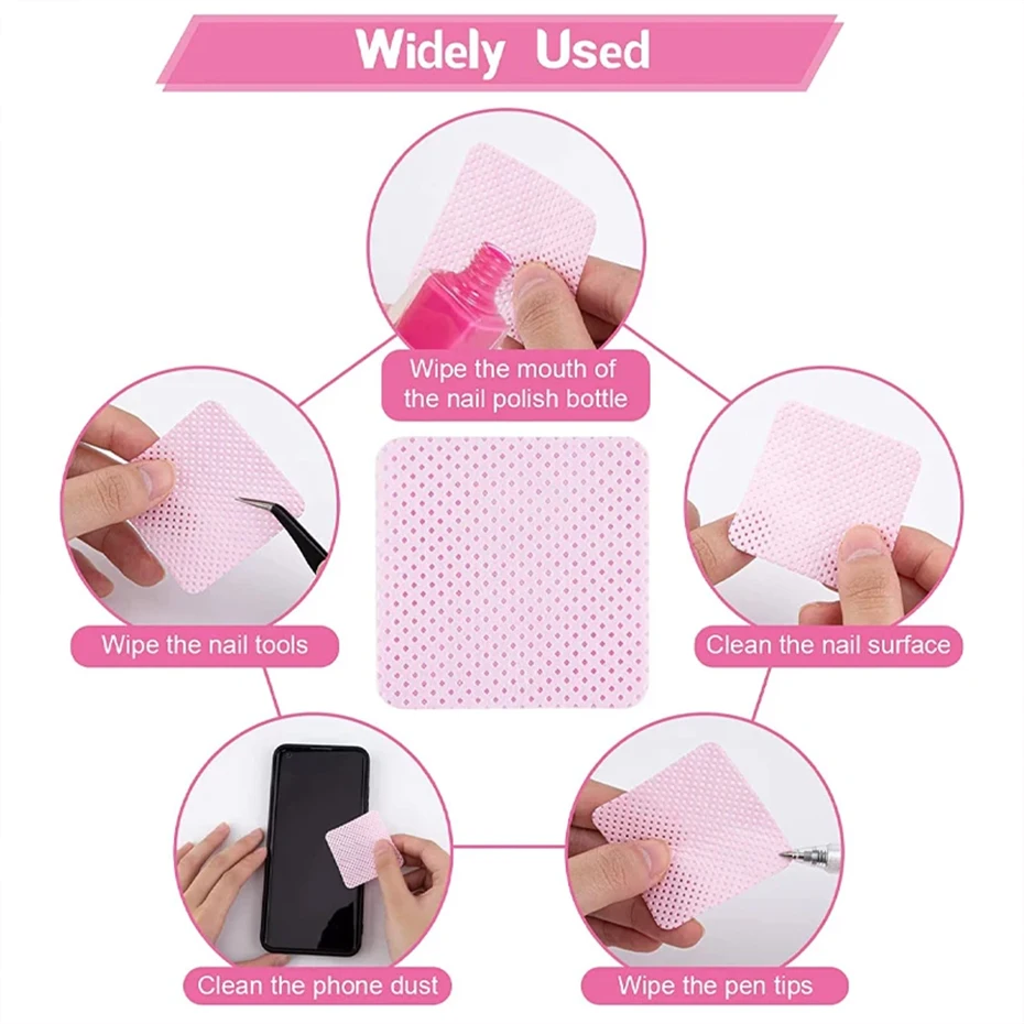 600pcs 보푸라기없는 매니큐어 리무버 코튼 와이프 UV 젤 팁 리무버 클리너 종이 패드 손톱 폴란드어 아트 청소 매니큐어 도구