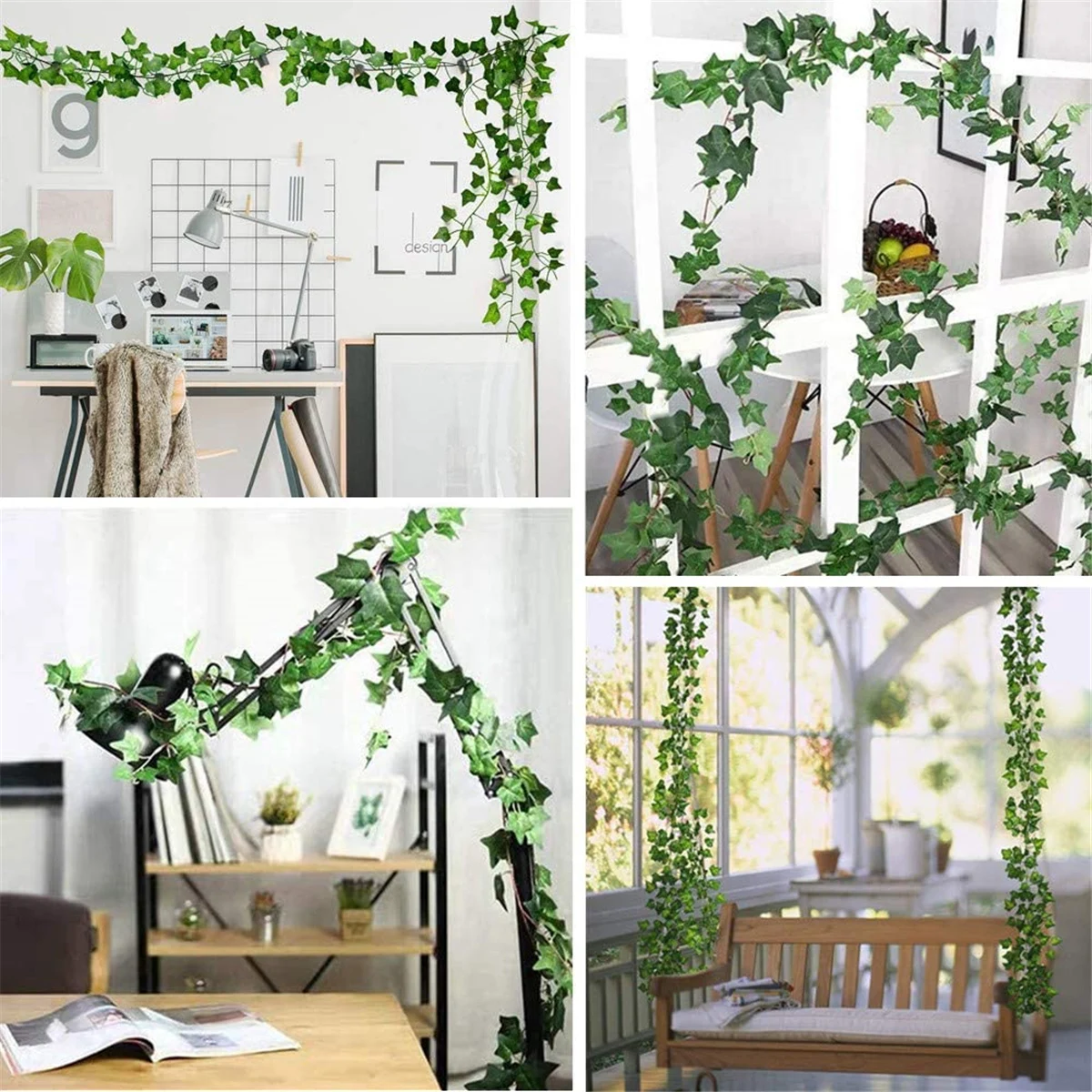 12/24/36 Pcs Fake Vines for Room Decor Fake Ivy Leaves Garland Greenery Hanging Plants Artificial Vines for Party Wedding Wall Decoration