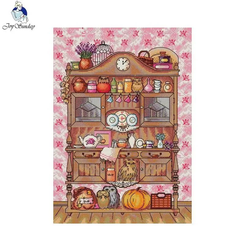 Joy Sunday Regal mit Eulen bedruckte Kreuzstich-Sets Aida-Stoff 16CT 14CT Stoff DIY Handwerk Nadel Canva Handstickerei-Sets