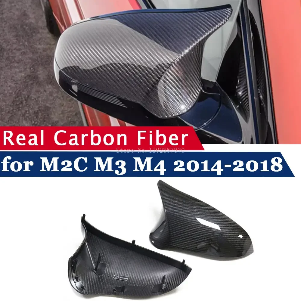 

RHD Rearview Mirror Cover for BMW M3 F80 2014-2018 M4 F82 F83 M2C F87 Real Carbon Fiber Side Mirror Shells Frame Protector 2PCS