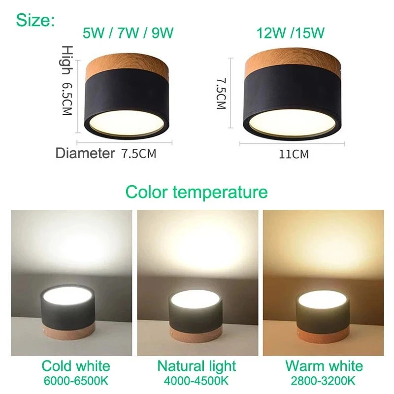 LED stropní svítidlo stmívatelné 7W 9W přisazené stropní svítidlo dřevěné moderní bodové světlo ložnice obývací pokoj homekit žárovka_voghion.com