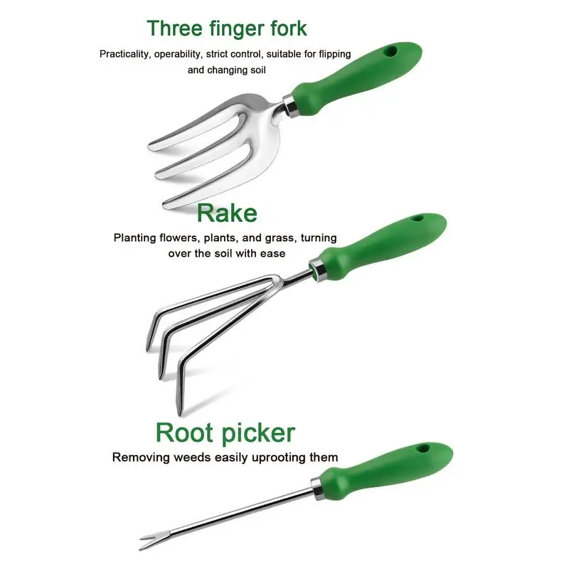 Garden Tools For Gardening Anti Slip Stainless Steel Rake Shovel 5pcs Succulent Tools With Ergonomic Handle Heavy Duty