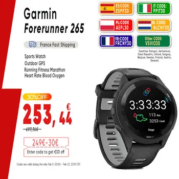 Garmin Forerunner 265 Orologio sportivo GPS all'aperto correre Fitness Maratona nuoto cinese frequenza cardiaca ossigeno smartwatch
