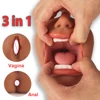 3 in 1 Tongue Oral Sex Toys for Men Adult Sex Toys Male Masturbator Realistic Aritificial Silicone Vagina Pocket Pussy sex choop 1