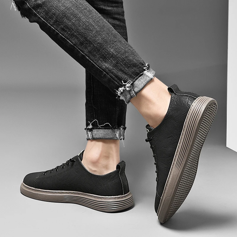 High Quality Male Walking Footwear Fashion Mens Skate Shoes Business Male Casual Shoes Man Sneakers  Genuine Leather Men Shoes view 4