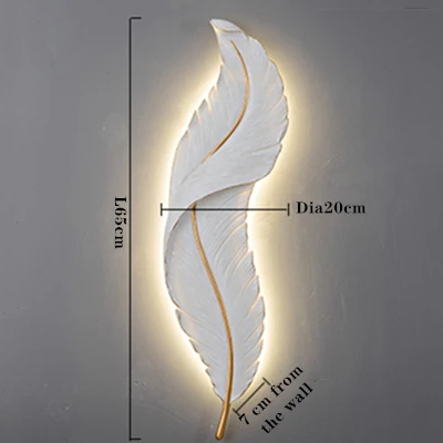 Modern Nordic Creative Feather Light Led Wall Lamp Bedroom Bedside Lighting Living Room Tv Background Wall Decoration Resin Lamp plug in wall lights Wall Lamps