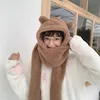 Cute Bear Ears Hat Scarf All-in-one Hat For Women Winter Plush Thickened Warm Ear Protection Scarf 4-piece Set 5