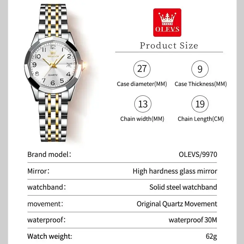 OLEVS Quartz Watch for Women Rhombus Mirror Solid Stainless steel Date Digital Dial Waterproof Elegant Bracelet Watch Set Gift women watches electronic watch