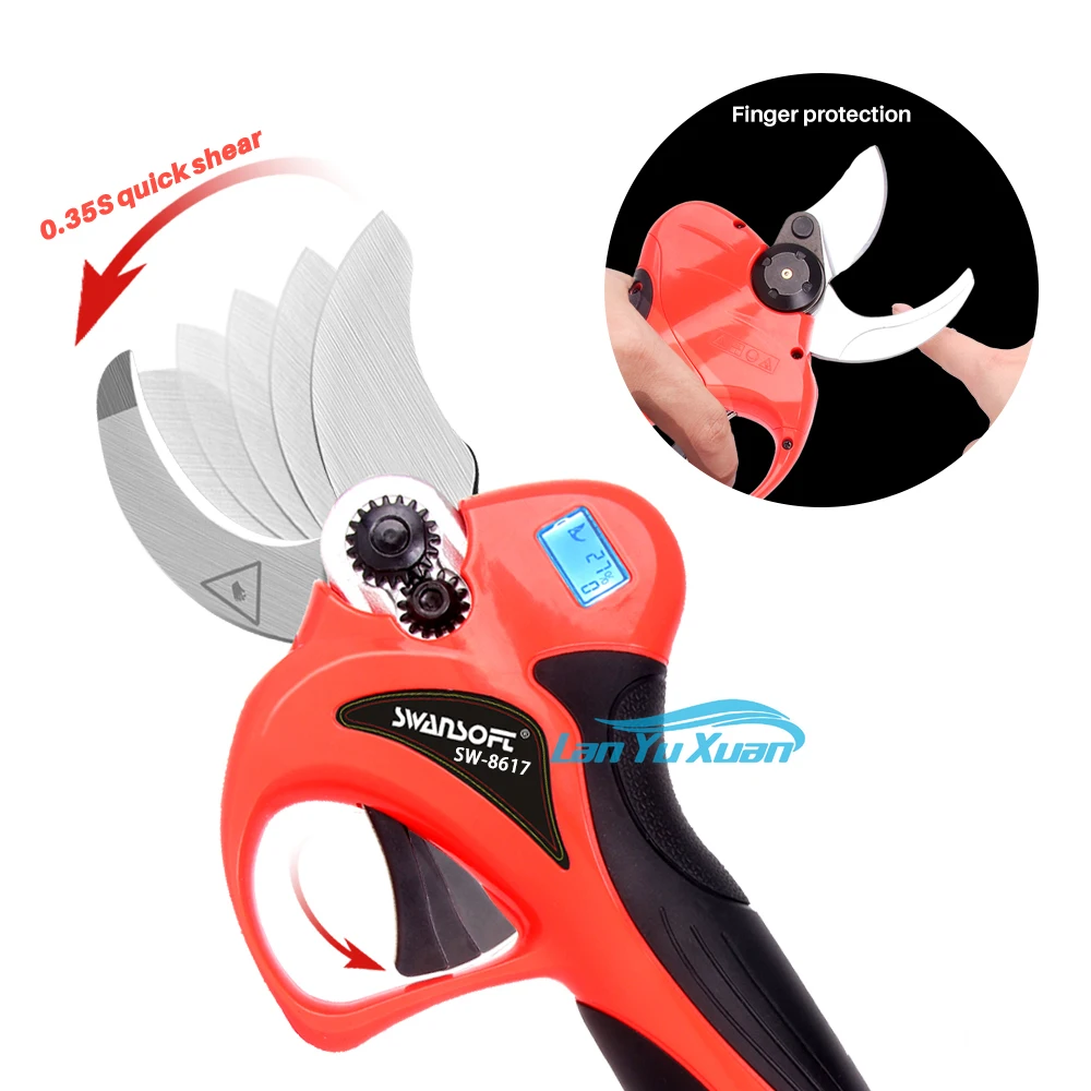 

SWANSOFT 40mm electric pruning shears progressive cutting finger protect function electric pruner shear