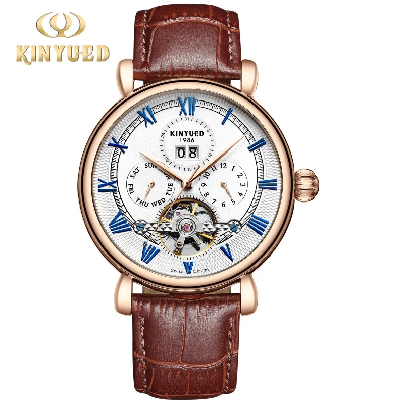 

Kinyued Multifunctional Fashion Tourbillon Calendar Men's Watch Business Full-Automatic Waterproof Mechanical Watch