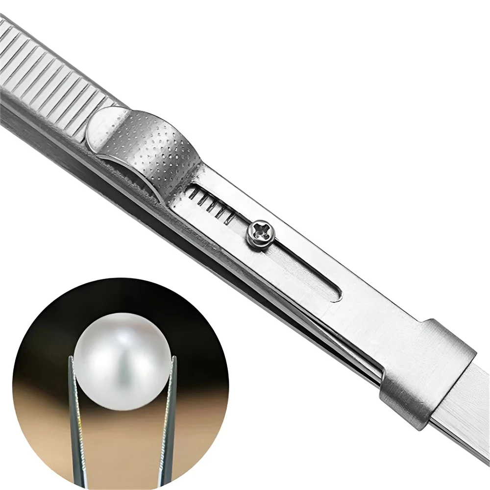 Professional High Precision Stainless Steel Jewelry Tweezers Sandblasting DIY Diamond Gem Jewelry Jeweler's Slotted Buckle precision tweezers
