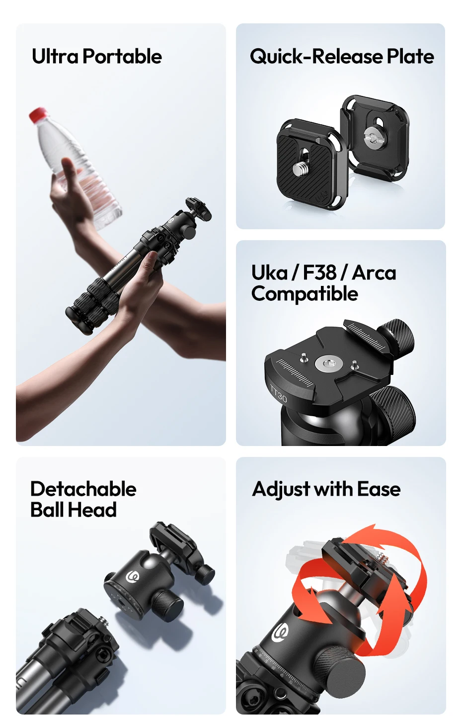Travel Tripod Portable Adjustable Tripod 14CM-44CM for Smartphone Camera for UKA