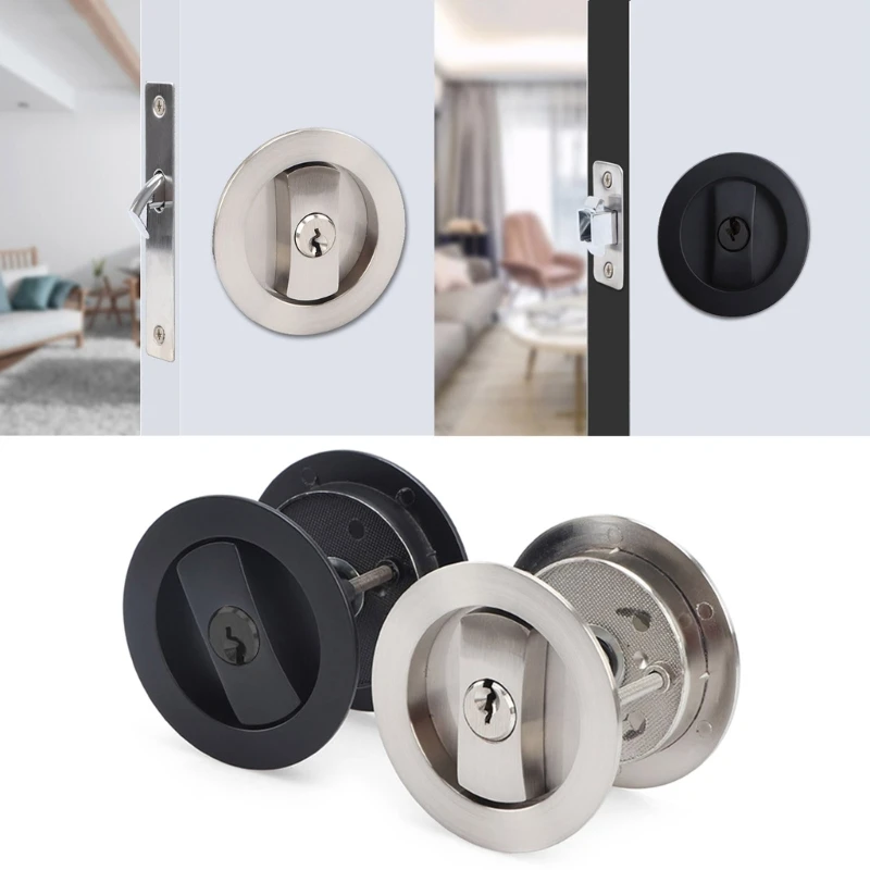 Sliding Door Lock Privacy Door Lock Concealed Invisible Pocket Set Kitchen Bathroom Locks With Keys