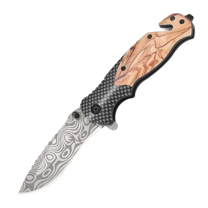 Multi-purpose portable Damascus knife stainless steel folding outdoor knife camping survival high hardness folding knife 6