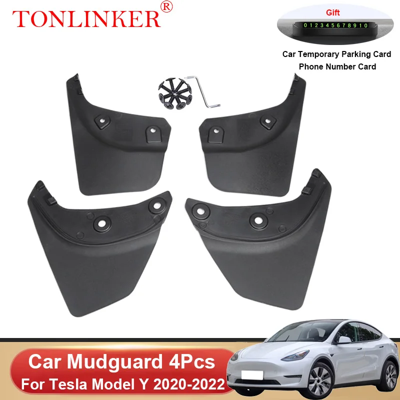 TONLINKER Car Mudguard For Tesla Model Y 2020 2021 2022 Mudguards Splash Guards Front Rear Fender Mudflaps Accessories