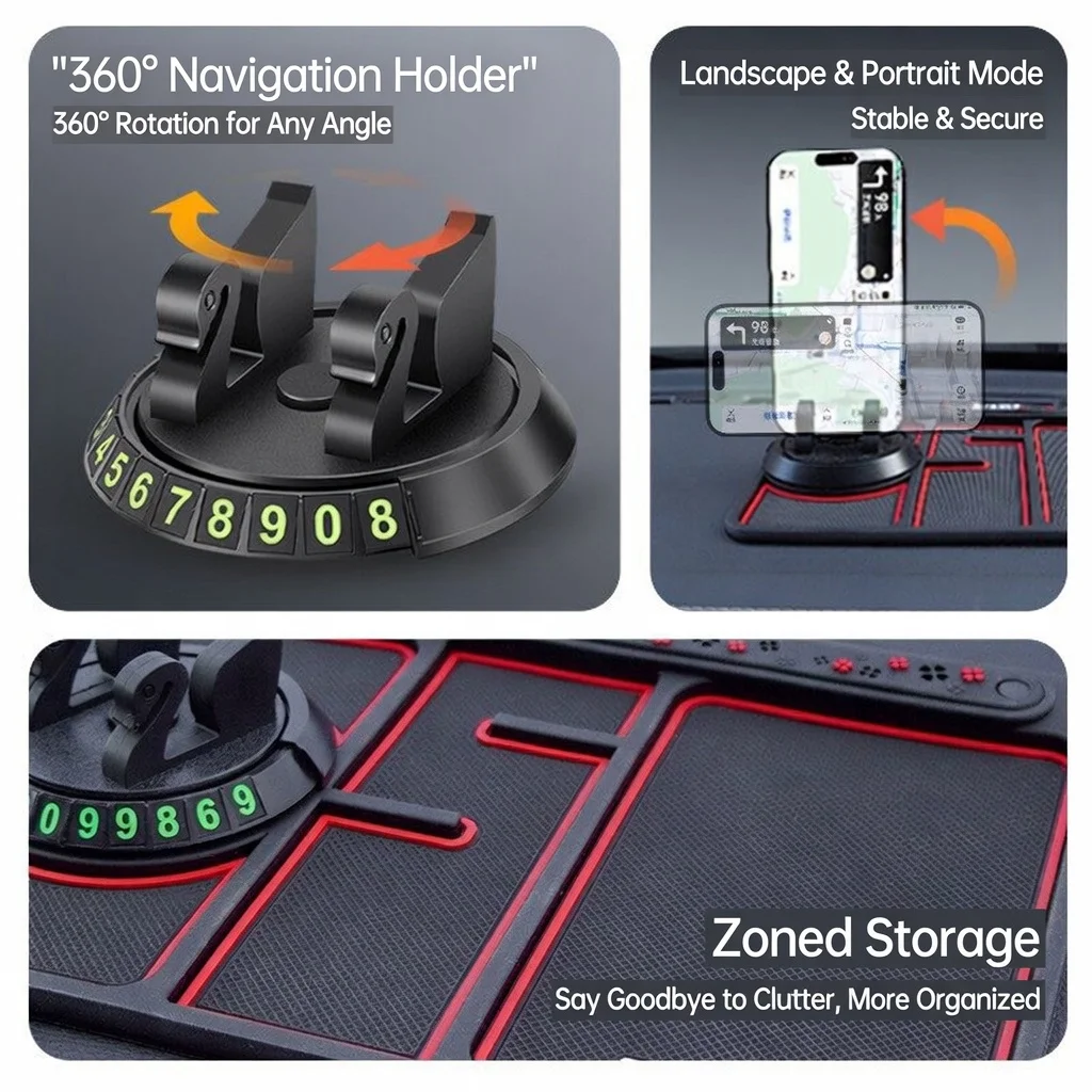 Versatile Non-Slip Dashboard Silicone Car Mat & Phone Holder