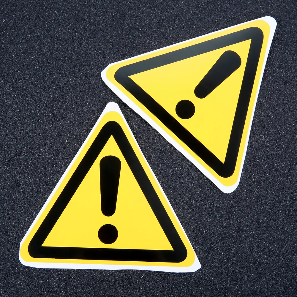 5pcs 25/50/100mm Triangle Warning Safety Sign Sticker Pay Attention Exclamation Mark Security Tag Yellow Black PVC Tape