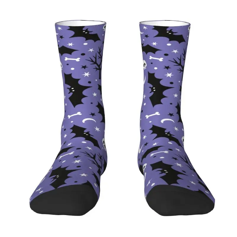 

Halloween Spooky Bats Skull Men Women Crew Socks Unisex Novelty 3D Printing Goth Occult Witch Dress Socks