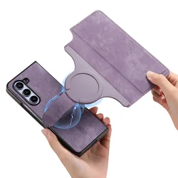 2-in-1 Detachable Wallet Flip Case with Magnetic Cover for Samsung Z Fold 5 (PURPLE)