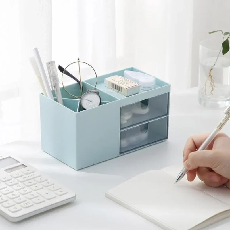 

New Desk Office Organizer Storage Holder Desktop Pencil Pen Sundries Box Jewelry Stationery Case Makeup Container