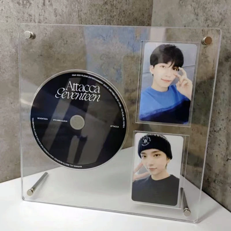 

Kawaii CD Type Idol Album Discs 3 inch Kpop Photocard Holder Clear Desktop Display Storage card Photo Frame Stationery