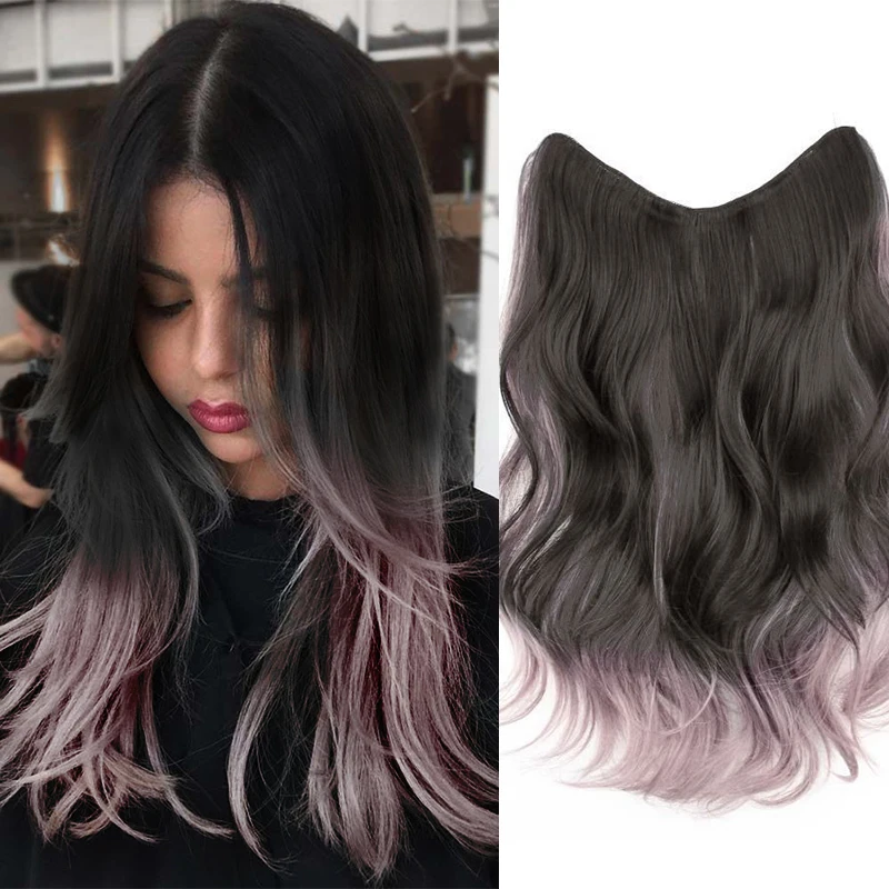 

Long Wavy Curly Hairstyles 5 Clip in Full Head Hair Extension Synthetic One Piece Fake Hair Piece Fuffy Fibre Women’s False Hair
