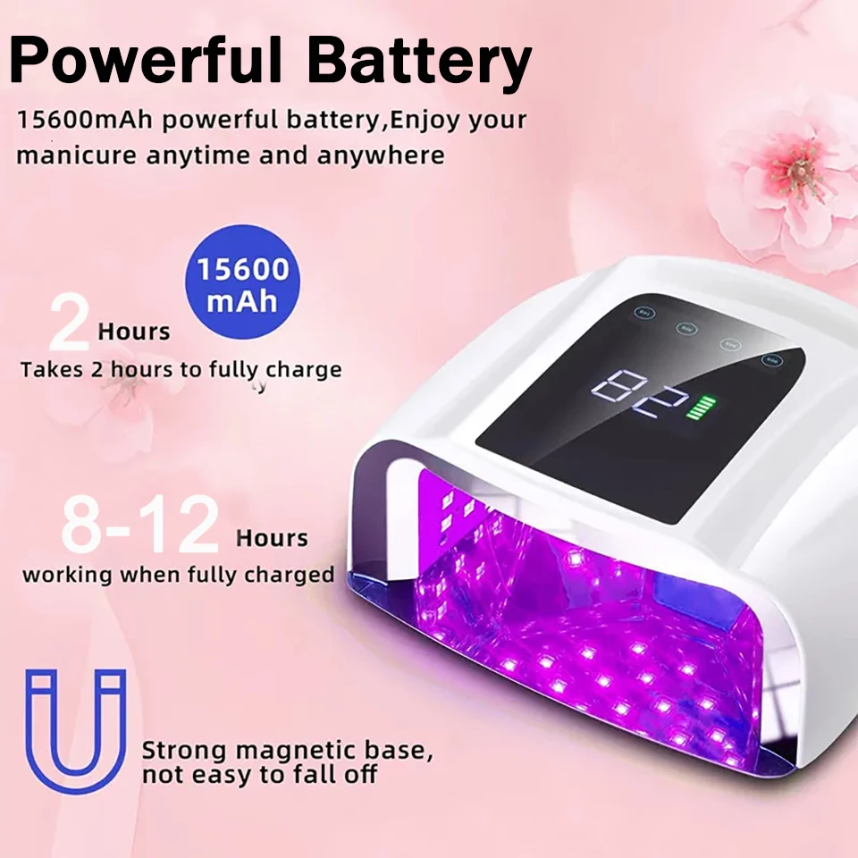 96W Mirror Feflective Nail Lamp with Metal Base Cordless Manicure Dryer Wireless UV Light for Nails Rechargeable Nail UV Lamp 4