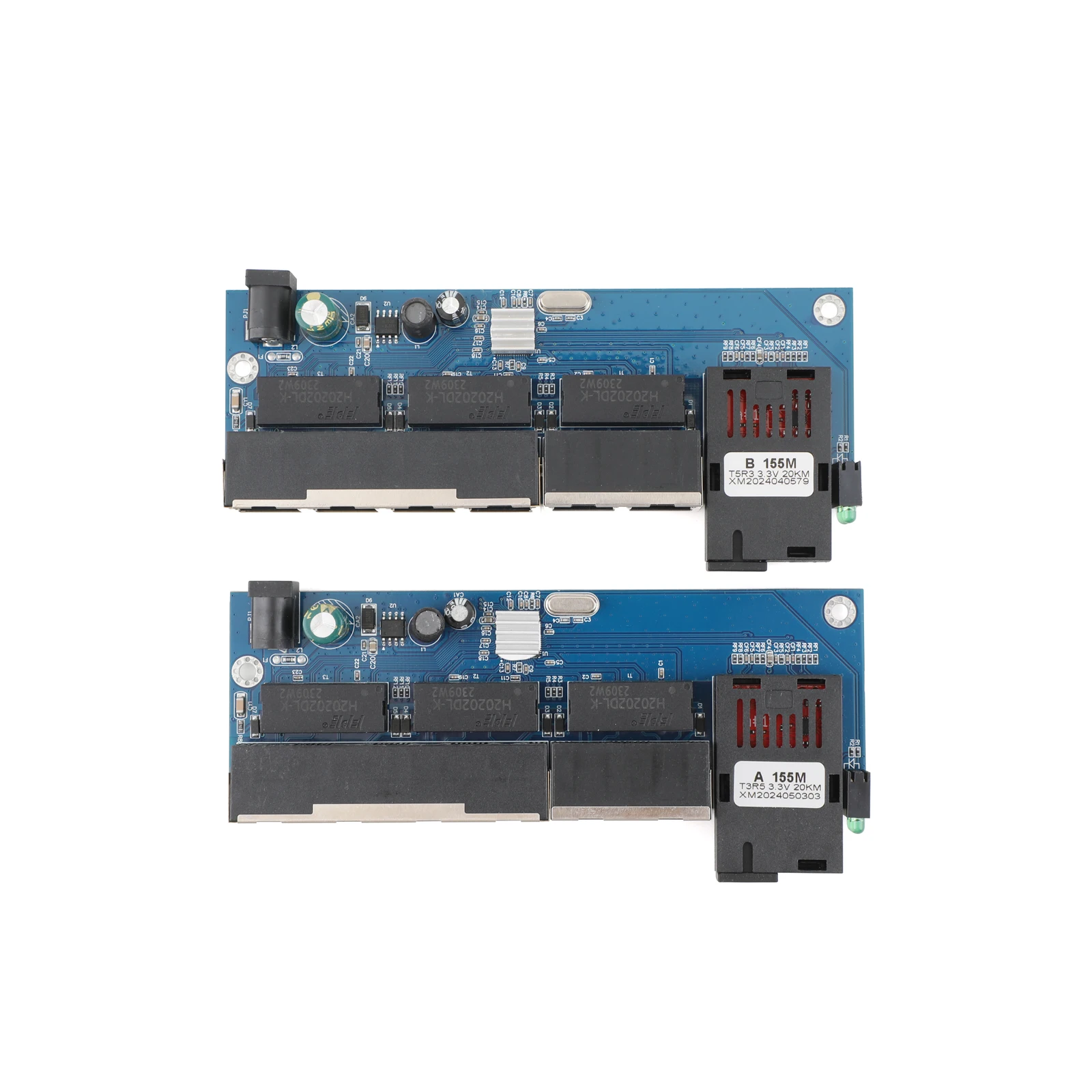 1Pair Fiber Optic Media Converter 10M/100M PCBA Board 6 RJ45 to 1 SC A+B Optic Connector 1310nm/1550nm Ports Ethernet Switch