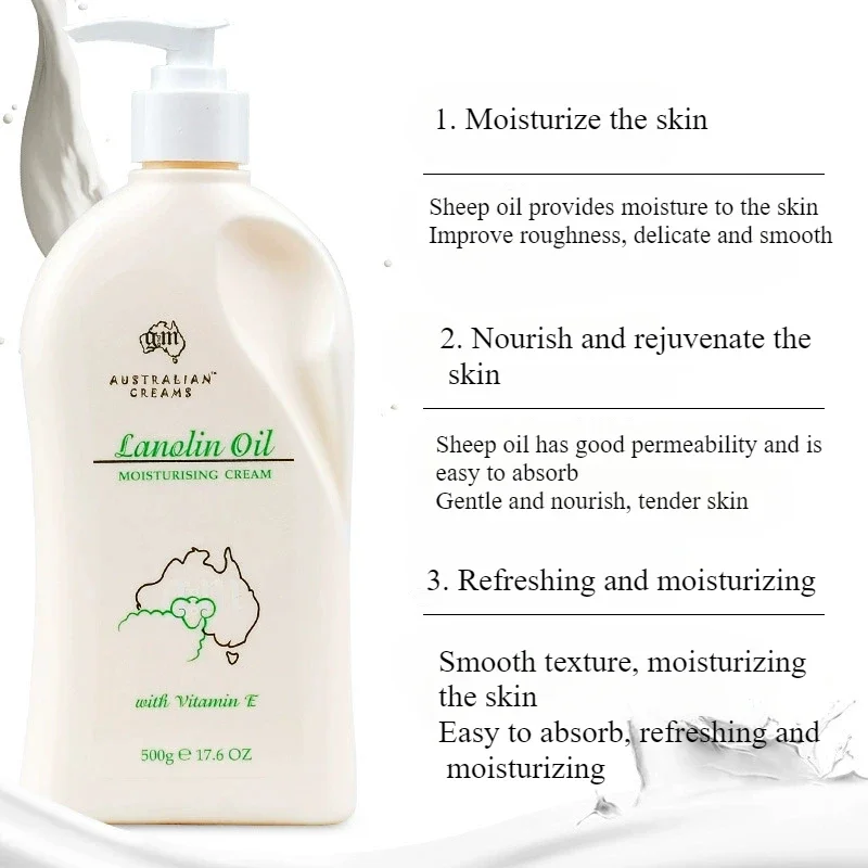 Aozhiman GM Sheep Oil Cream 250g Australian Original Authentic Hand Protection Moisturizing Moisturizing Body Lotion 500g 4