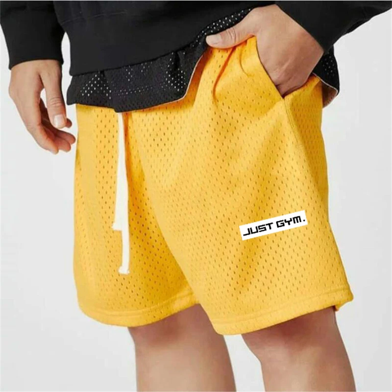Men's lightweight mesh breathable fitness shorts summer sports casual pants