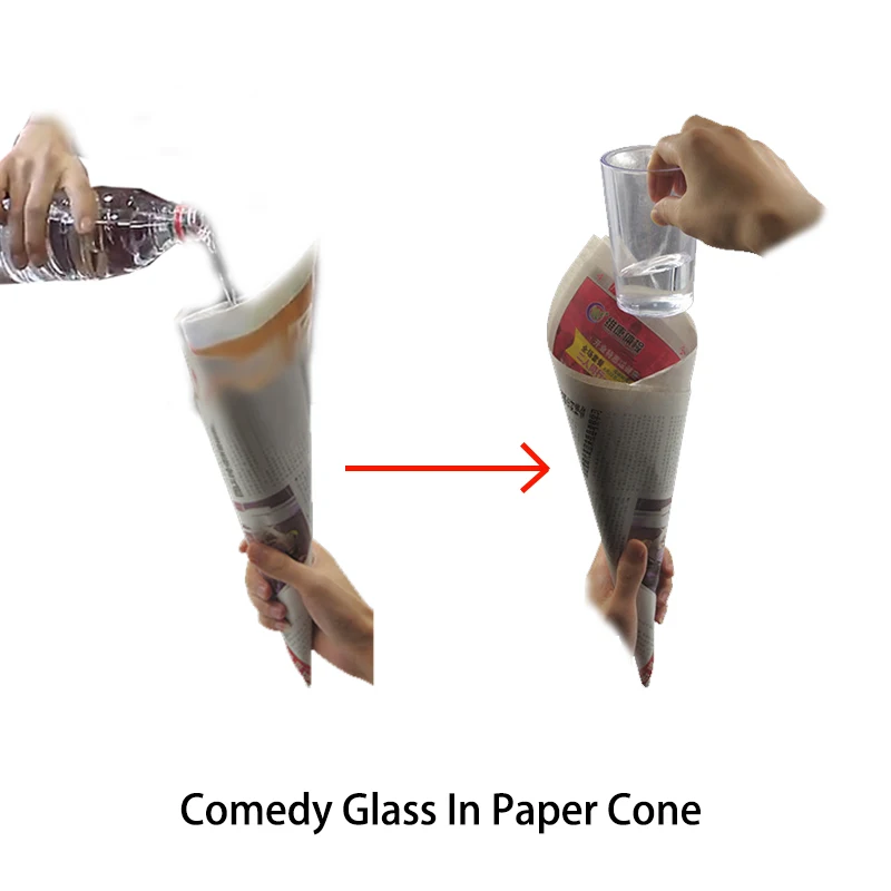 Comedy Glass In Paper Cone Funny Illusion Magic Props Stage Magic for Beginner Easy to do deluxe tv card frame remote control magic tricks selected card into glass magia stage illusion gimmick accessories comedy